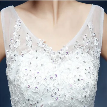 Апликации на дантела с мъниста Кристал сватбени рокли стягам с дължина до пода сватбени рокли нов формален Vestido de Новия
