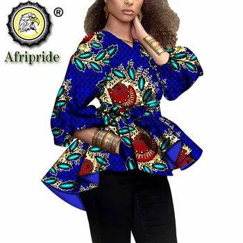 Африканска дрехи за жени висока талия приключи палто с колан восък батик чист памук Анкара печат на горно облекло Dashiki на горно облекло S2024023