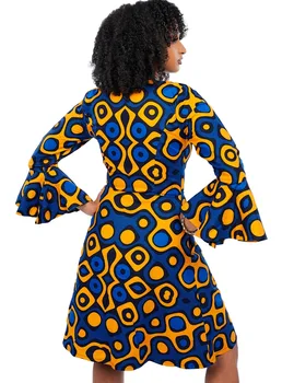 Африкански Палто Рокли За Жени С Дълъг Ръкав 2020 Нов Африка Дамски Дрехи, Мода Африка Халат Midi Dress Африка Облекло