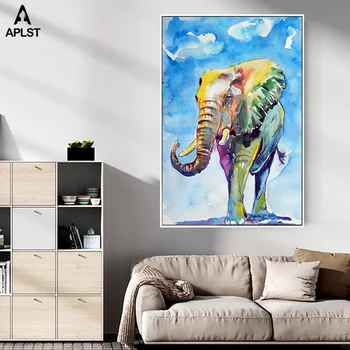 Африкански равнини залез слон щампи, живопис върху платно животни, плакати, стенни художествени картини за хола Дома декоративен подарък