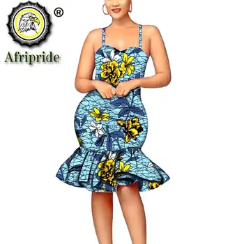 Африкански рокли за жени секси рокля за лятото ежедневното рокля без ръкави, спагети каишка рокля до коляното принт dashiki AFRIPRIDE S1925081