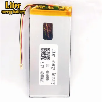 Батерия липо конектор 4070105 3.7 v 4000mah 1.0 MM 3pin в акумулаторна батерии с КОМПЮТЪР хапчета пълна производствена мощност 7 инча
