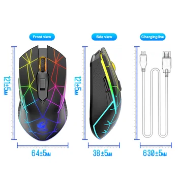 Безжична мишка RGB Bluetooth компютърна мишка тиха акумулаторна ергономична Mause с led подсветка, USB оптична мишка за PC, лаптоп