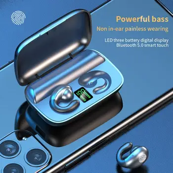 Безжични слушалки TWS Bluetooth 5.0 спортни слушалки костна проводимост слушалка със зарядно кутия за зареждане на телефон Android/iOS