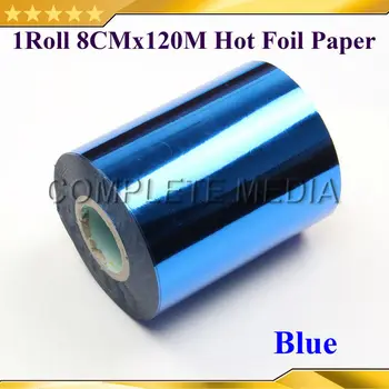 Безплатна доставка 80mmx120M син цвят, топъл печат фолио на топлопреминаване салфетка позлатяване на PVC визитка релеф