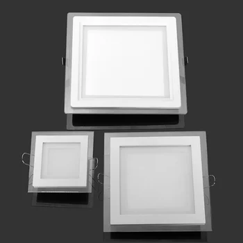 Безплатна доставка за 24 W кръгла / квадратна стъкло led светлини вградени led панел светлина петно на тавана надолу светлина топъл / естествен / студено бяло