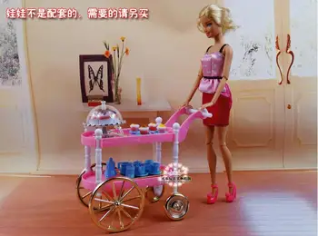 Безплатна доставка момиче да играе набор от розов торта кола чаено време 1/6 кукла аксесоари стоп-моушън мебели за кукли Барби