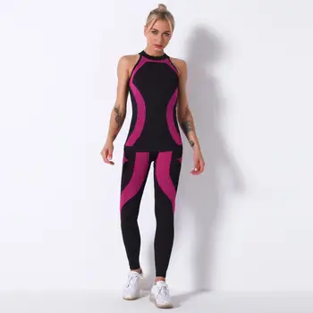 Безшевни йога комплекти за жени фитнес зала носят дрехи 2peice костюм спортни панталони ризи за фитнес на жени спортен костюм тренировка облекло, LF199