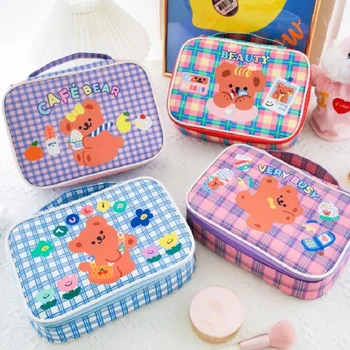 Бентой Milkjoy Корея сладък мечка момичета козметични калъф с голям капацитет представляват чанта за домашен калъф за съхранение