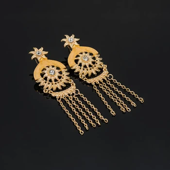 Бижута комплекти за жени в Дубай 24-КАРАТОВО злато цвят Индия Нигерия сватбени подаръци огърлица, обеци, гривна, пръстен набор от Етиопия бижута