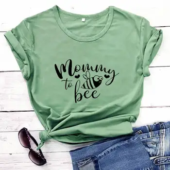 бий мама Mommy to bee Shirt Summer Casual Cotton Смешни T Shirt Сладко Bee Shirt Mom To Be Тениски New Mom Тениски