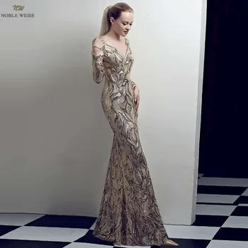 Благороден Вайс нова рокля за абитуриентски бал с пайети дълбоко V шията секси тънък прост корсет луксозни рокли русалка