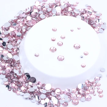 Бледо розово лепило от смола, кристали и 2-6мм 1000-10000шт през цялата Flatback Non коригиране на диаманти апликации за занаяти сватбени рокли