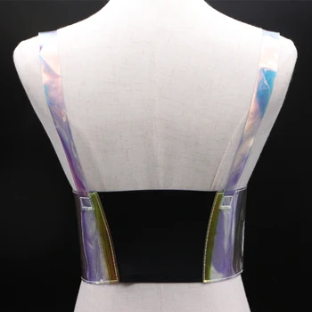 Блясък заслепява лазер прозрачен цветен PVC самоличността на мода горната част на тялото, талията група Нощен клуб