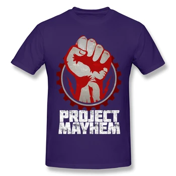 Боен Клуб На Проекта Mayhem Дизайн На Тениска Смешни Тениски O Шията Памук Боен Клуб Облекло Хумор Майк