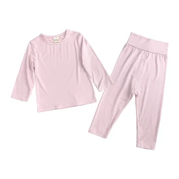 Бонбони цвят на Детски дрехи, определени есен момичета пижама комплект твърди детски памук с дълъг ръкав за момче удобни дълги панталони костюм