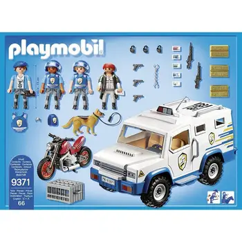Бронирана кола, полицейски PLAYMOBIL 9371, ван, полицейска кола, детски играчки, фигурки, оригинални Playmobil, статуетка