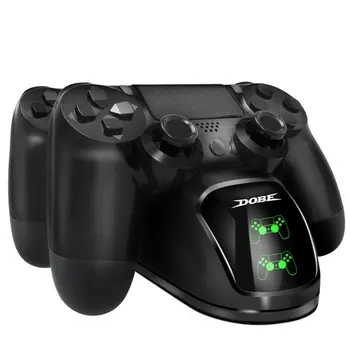 Бързо зарядно устройство ще захранване на зарядно устройство Dual Controllers Charger Station Gamepad Stand Holder Base за PlayStation 4 PS4/Pro/Slim
