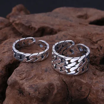 В момента пръстен на влюбените от сребро 925 проба, е просто брънка от веригата форма на Отворена маншет име по размер пръстен за мъже, жени, стари бижута любов подаръци