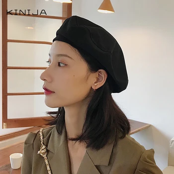 Взема жена годишният тънък, дишащ плътен цвят универсален осмоъгълна шапка корейски, японски британски ретро художник шапка капитан шапка