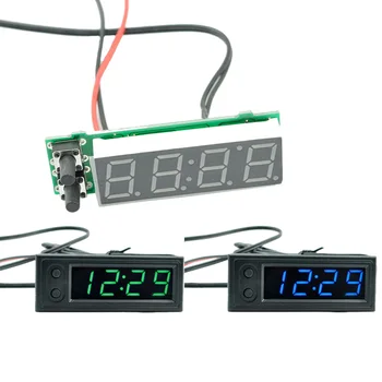 Висока точност 3 в 1 кола часовници светлинна термометър волтметър автомобили температура напрежение на батерията на монитора панел метър DC 12V часовници