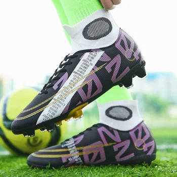Високи глезена футболни обувки спортни спортни маратонки мъжки деца футболни обувки AG/FG/TF трева професионални футболни обувки размер 34-47
