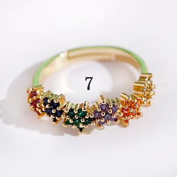 Високо качество CZ злато напълнена цветя, Оформени Rainbow пръстени регулируема кубичен цирконий изявление на годежни пръстени за жени, бижута