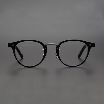 Високо качество ацетат очите Glasse за мъже старомодни кръгли очила рамка жени късогледство оптичен рецепта за очила