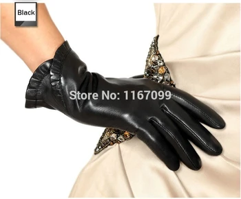Високо качество дамски кожени ръкавици къса велур зимни ръкавици Warman мода Luva de couro 1 двойка / лот