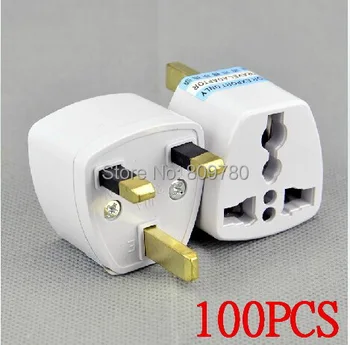 Високо качество на 100 бр. / лот универсален EU US AU to UK AC Travel Power Plug зарядно устройство, адаптер преобразувател пътуване адаптери UK