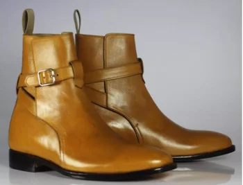 Високо качество на новата мода мъжете изкуствена кожа обтегач бизнес сваляне на стари случайни класически официални Челси ботуши Zapatos De Hombre TV780