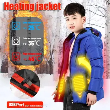 Високо качество якета с топъл жилетка надолу памук детско външно палто USB електрическо отопление якета с качулка топла зима ThermalCoat