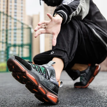 Висококачествени мъжки спортни обувки на открито дантела дишаща ежедневни обувки на пяна, дишаща висок връх маратонки Zapatos Hombre
