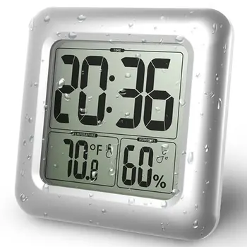 Водоустойчив Цифров Баня С Душ Стенен Часовник Термометър За Влажност На Показване На Времето