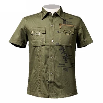 Военна Риза Армейски Стил На Мъжки Ризи Тактически Ризи С Къс Ръкав Яка Американска Военна Униформено Облекло Зелени Мъжки Ризи