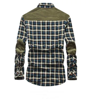Военна риза мъжки ежедневни памучни ризи за Есен-Зима дебели вълнени топли фланелен риза каре флисовые ризи Camisa masculina