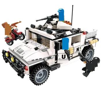Военни строителни блокове определя мироопазващи сили Thunder мисия Hummer модел автомобил Playmobil тухли забавни детски играчки
