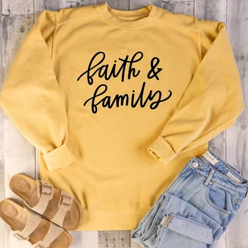 Вярата и семейството hoody дамска мода чист памук гръндж tumblr хипстер пуловер религия Jeusus християнската Библия мотото на върховете