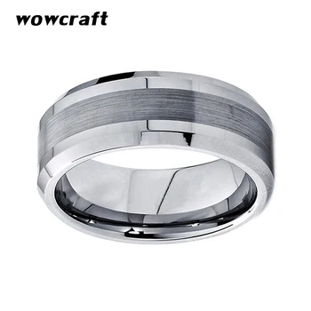 Годежен пръстен от волфрам карбид за мъже жени полиран матова повърхност, матова повърхност на годежен пръстен със скосени ръбове