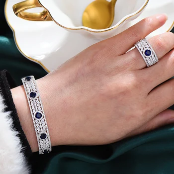 Годки блестящ луксозен многоцветен гривна пръстен комплект бижута за жени сватба сватбени Дубай бижута parure bijoux нова