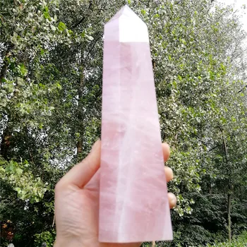 Голям размер 80g-2kgs дропшиппинг натурален розов Розов кварц обелиск Crystal пръчка кула скъпоценни камъни точка изцеление кварц начало декор