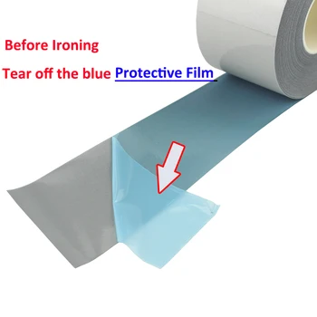 Голяма видимост еластичен материал безопасно Сребърен отразяваща САМ Лентата на желязо в тъканите дрехи теплопередача филмът винил 100 мм