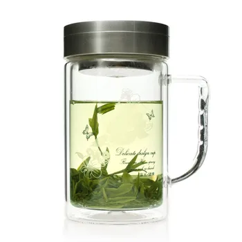 Горещ дизайн 520 мл двойна боросиликатный стъклена чаша от фабриката Fuguang добро качество на преносим стъклена чаша флакони за вода