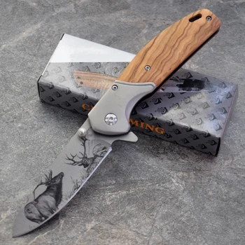 Горещ сгъваем джобен нож Дамасская дървена дръжка тактическо оцеляване EDC ножове полезност открит лов и къмпинг нож мулти инструменти
