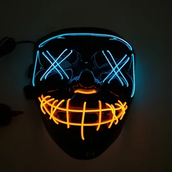 Гореща Led Маска Halloween Party Masque Маскарадът Masks Neon Maske Light Glow In The Dark Mascara Horror Maska Glowing Masker