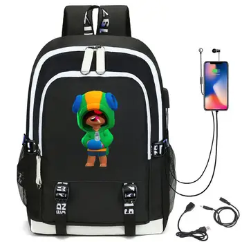 Гореща игра раница Леон Спайк Шели карикатура чанта за пътуване раница USB зареждане раница със слушалки дупка Студентски чанта