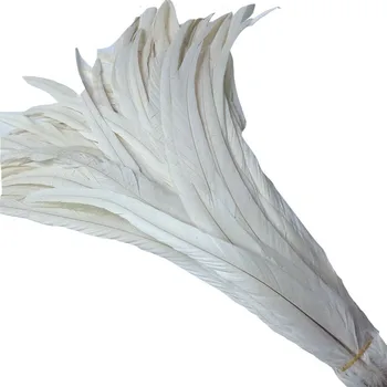 Гореща продажба 50шт бял петел опашката перо 35-40 см 14-16 инча евтини боядисани пера от петел бижута сватба облекло, аксесоари