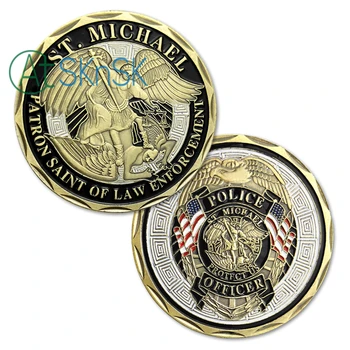 Гореща продажба на ST. Michael police offcer Защитете ни позлатен бронзов медал покровител на правоохранителните органи предизвикателство монети за спомен