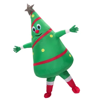 Гореща продажба на възрастен надуваем костюм с нов дизайн Зелена Коледна елха талисман костюм Безплатна доставка