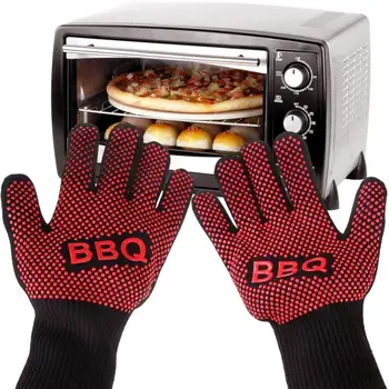 Горещи продажба 500 800-градусные Топлоустойчиви ръкавици барбекю и противопожарна изолация, барбекю арамидное влакна фурна ръкавици